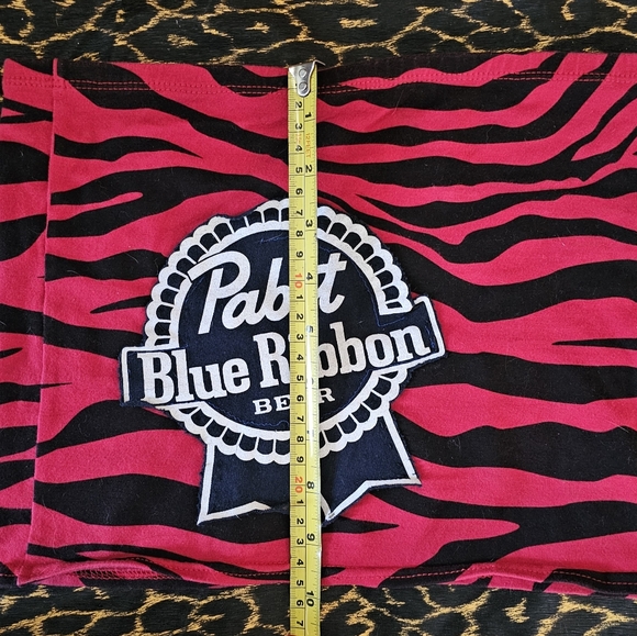 Y2K Zebra Print PBR Pabst Blue Ribbon Tube top - Picture 3 of 4
